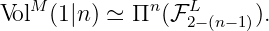 VolM (1|n) ≃ Πn (ℱ L ).
2−(n−1)