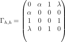 ( )
0 α 1 λ
|| α 0 0 0||
Γ h,h = || 1 0 0 1||
( λ 0 1 0)