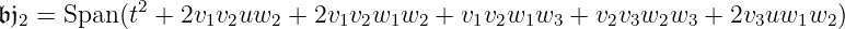 2
𝔟𝔧2=Span (t + 2v1v2uw2 + 2v1v2w1w2 + v1v2w1w3 + v2v3w2w3 + 2v3uw1w2 )