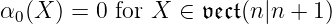 α0 (X ) = 0 for X ∈ 𝔳𝔢𝔠𝔱(n |n + 1)